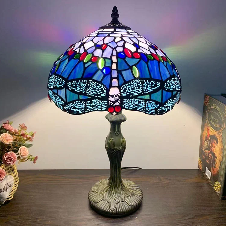 Abajur Tiffany Libélula Azul 46cm
