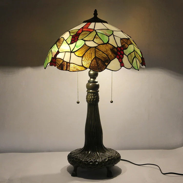 Abajur Tiffany Folhagem Dourada 65cm