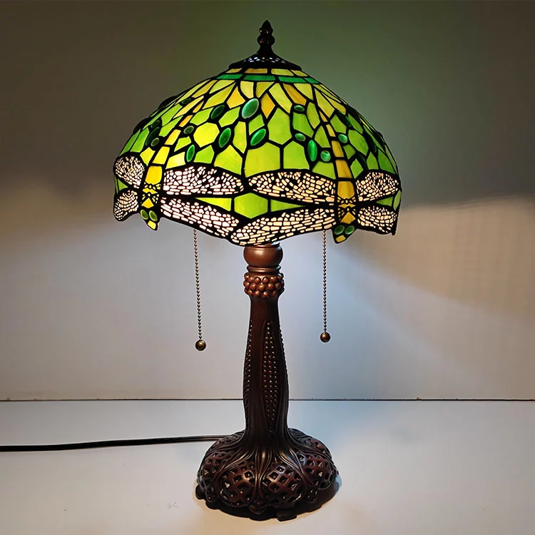 Abajur Tiffany Libélula Esmeralda 56cm