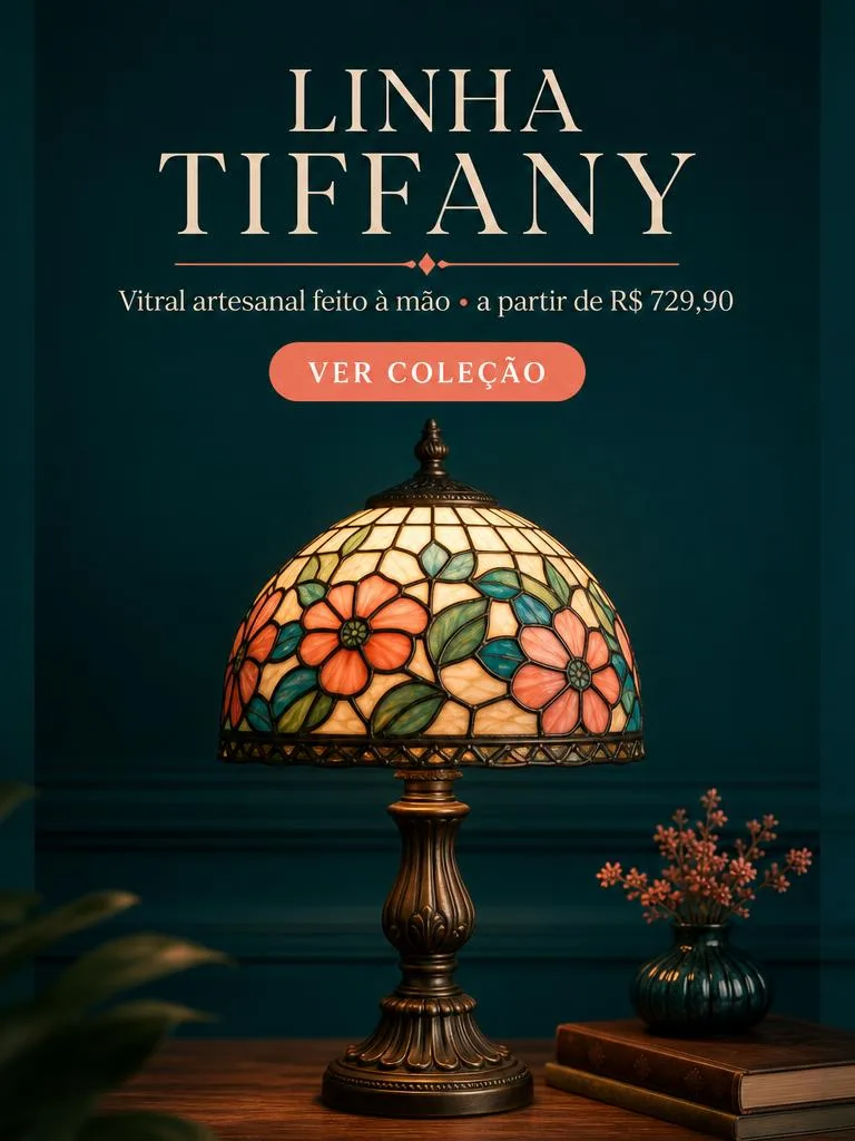 Linha Tiffany — vitral artesanal feito à mão, a partir de R$ 729,90