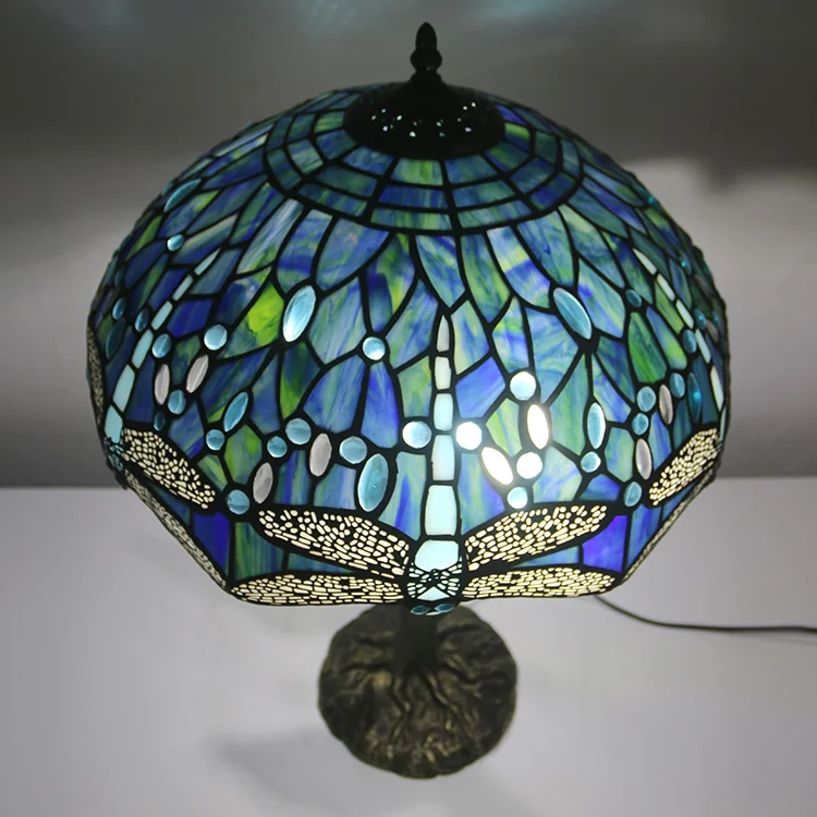 Abajur Tiffany Libélula Safira 63cm