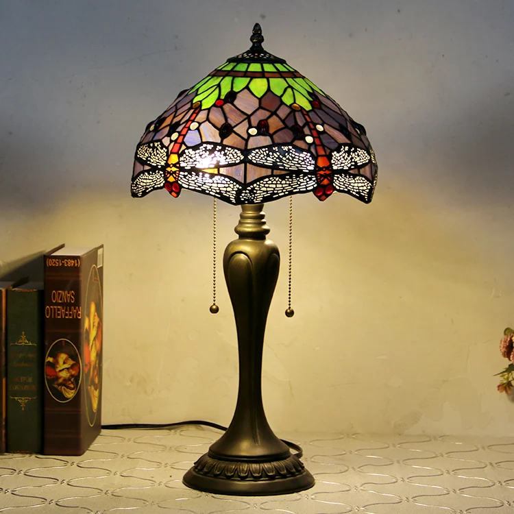 Abajur Tiffany Libélula Violeta 58cm