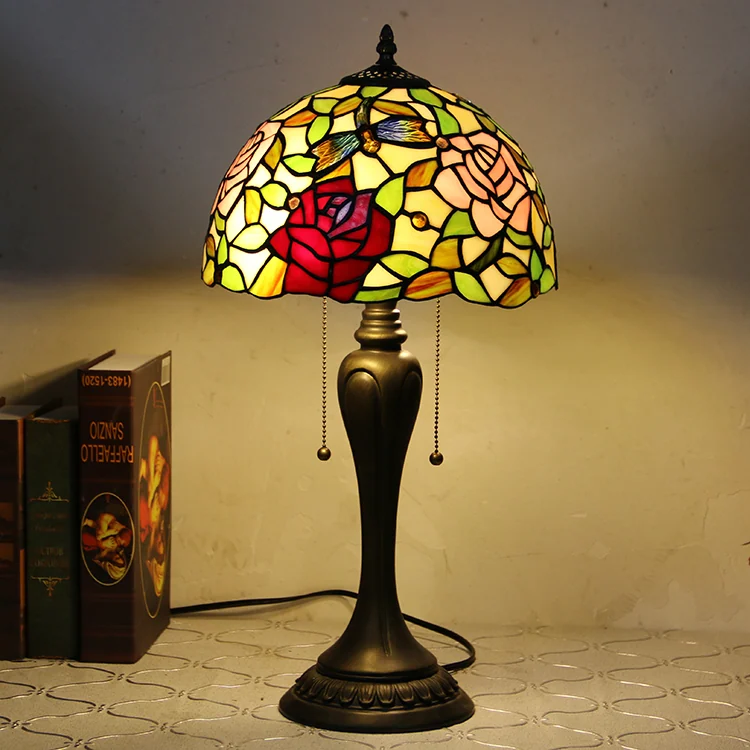 Abajur Tiffany Flor Azul Celeste 58cm
