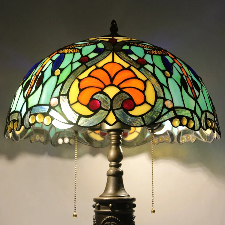Abajur Tiffany Flor Verde 65cm