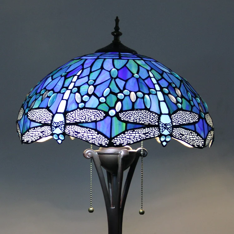 Luminária de Chão Tiffany Libélula Azul Celeste 160cm