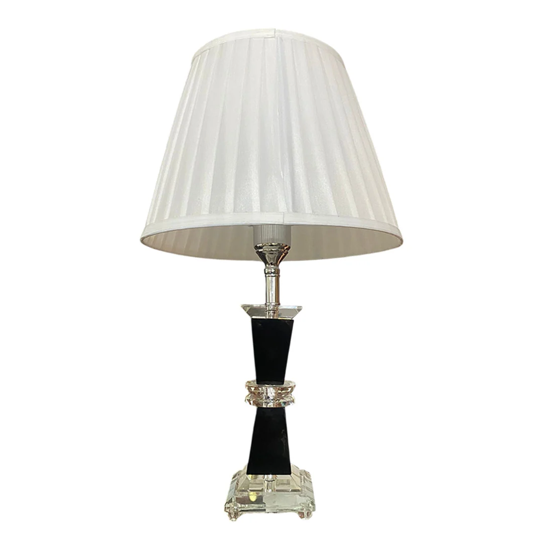 Abajur Cristal Noir Cúpula Branca 53cm