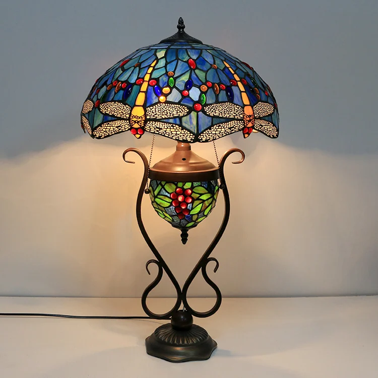 Abajur Tiffany Libélula Dourada 75cm