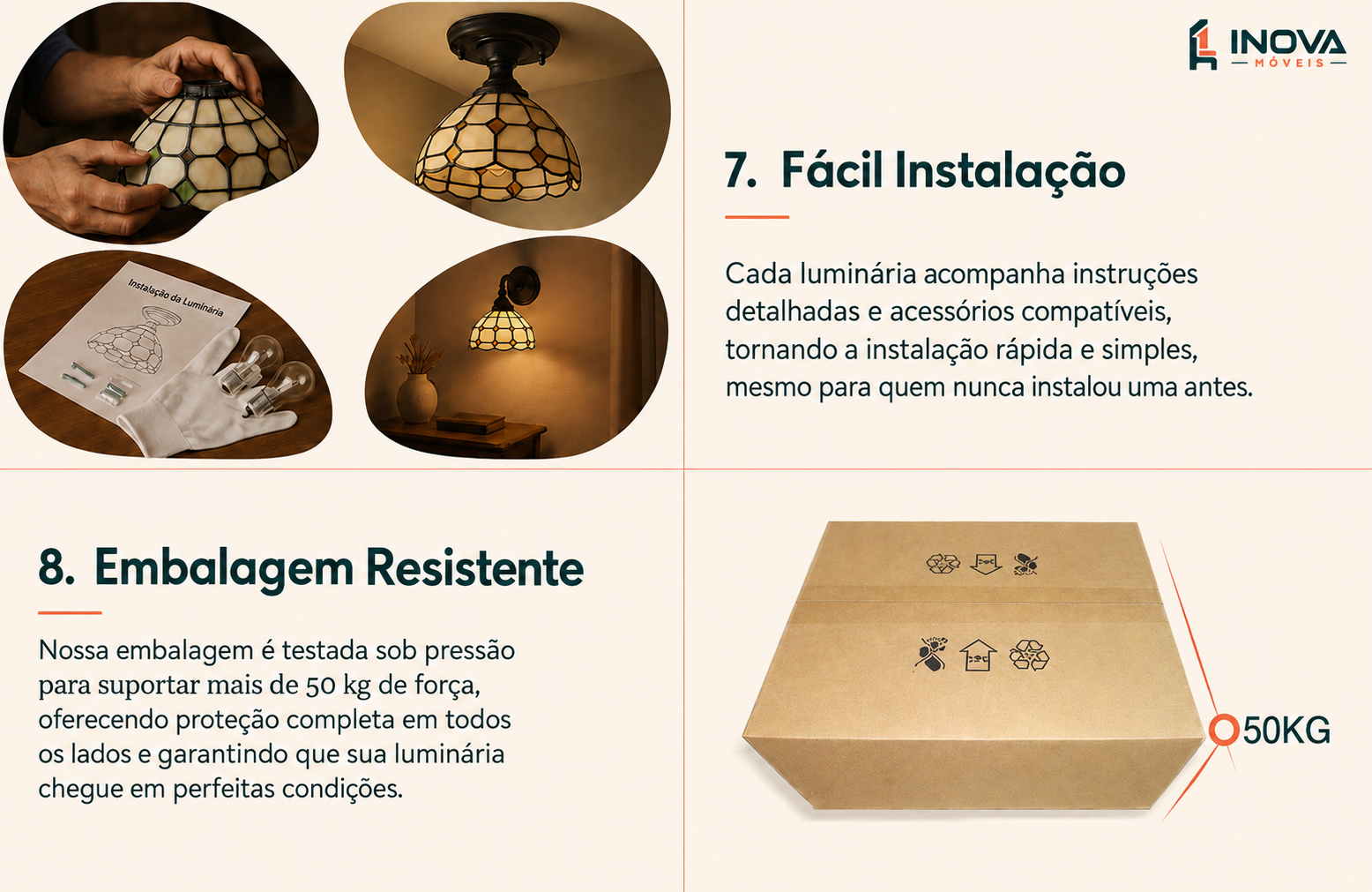 Etapas 7 a 9 da produção artesanal das luminárias Tiffany