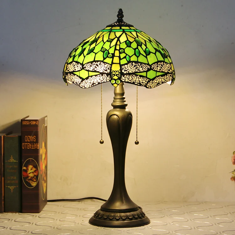 Abajur Tiffany Libélula Esmeralda 58cm