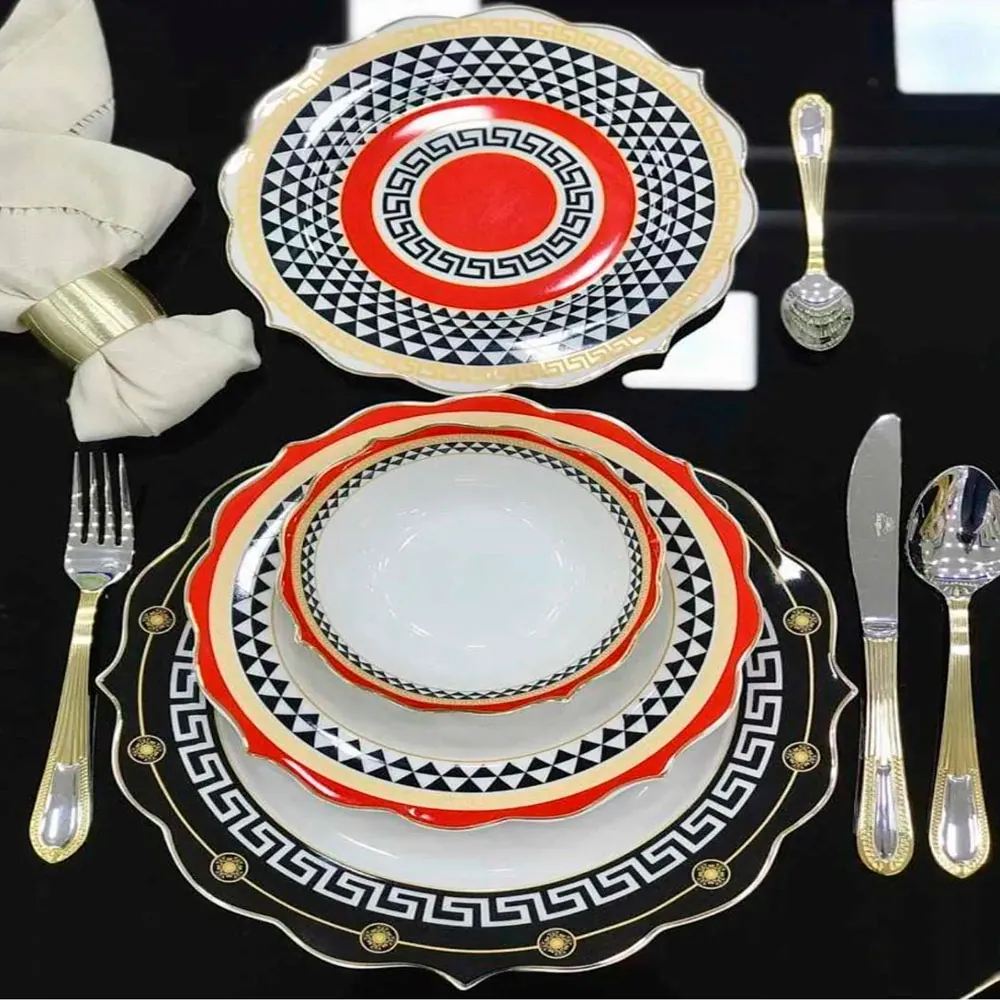 Aparelho de Jantar Noir Rubi 24 Peças em ambiente decorado