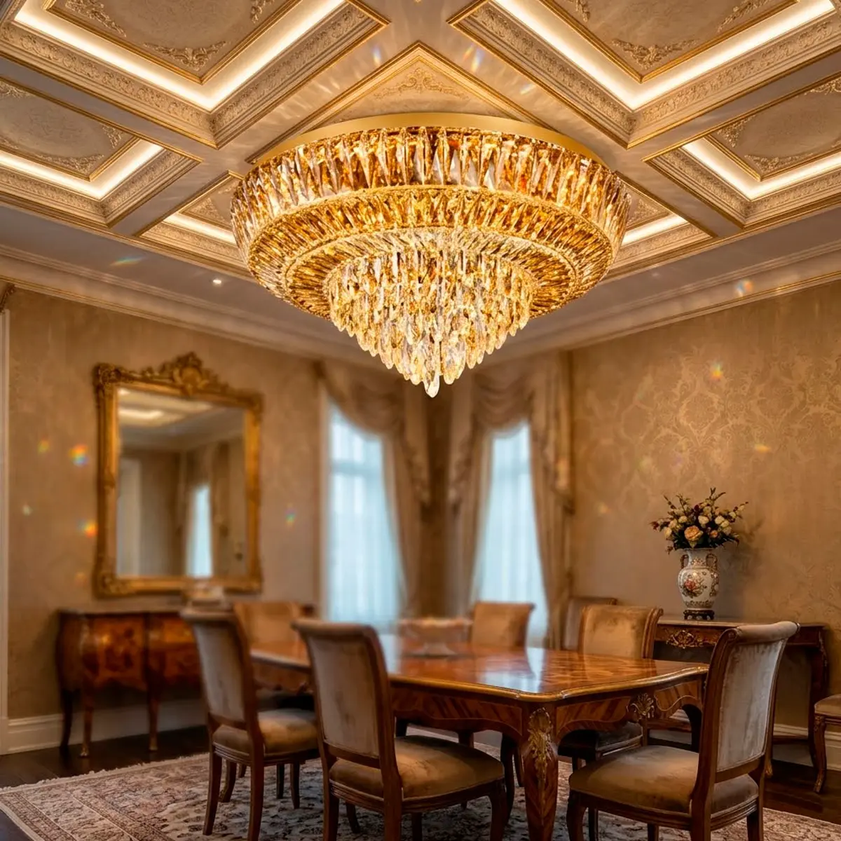 Lustre Berlim Cascata de Cristais em ambiente decorado