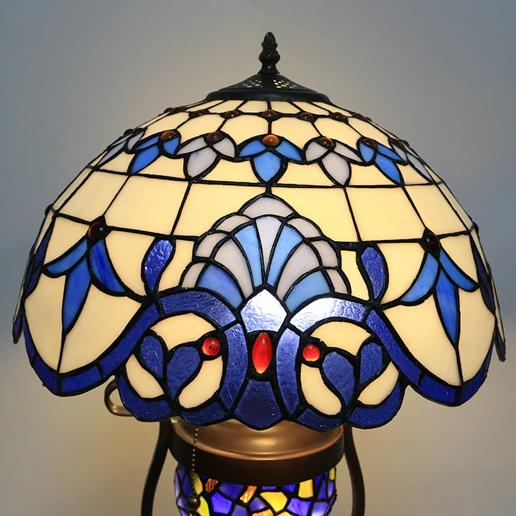 Abajur Tiffany Barroco Azul 75cm