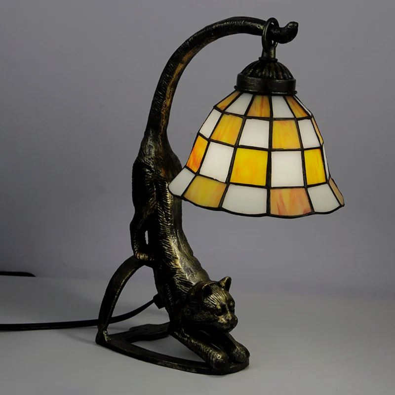 Abajur Tiffany Felino Arte 38cm