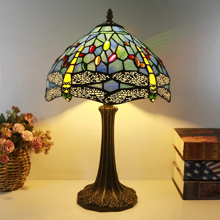 Abajur Tiffany Libélula Dourada 46cm