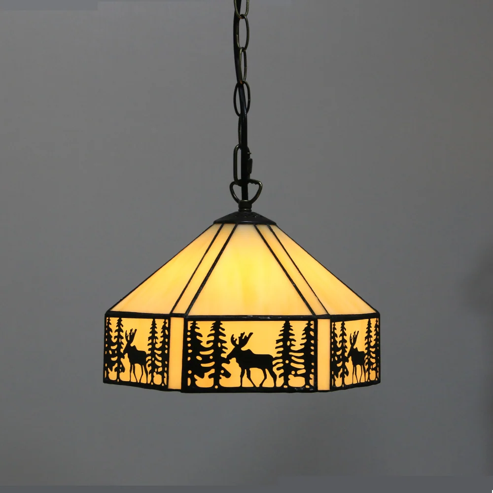 Pendente Tiffany Floresta Dourada 80cm