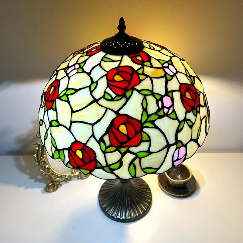 Abajur Tiffany Rosa Desabrochada 60cm