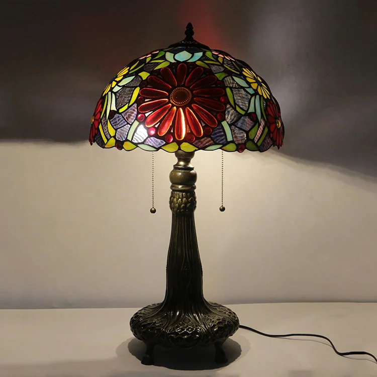 Abajur Tiffany Flor Carmesim 65cm