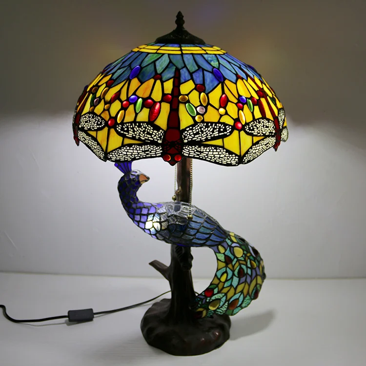 Abajur Tiffany Clássico Pavão 70cm