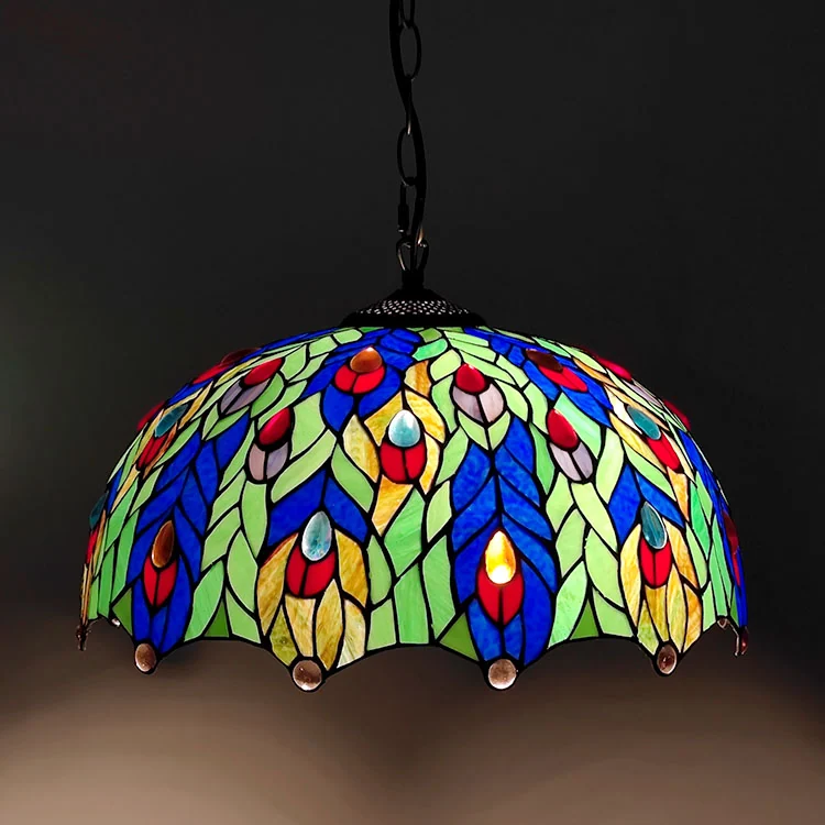 Pendente Tiffany Pena de Pavão 80cm