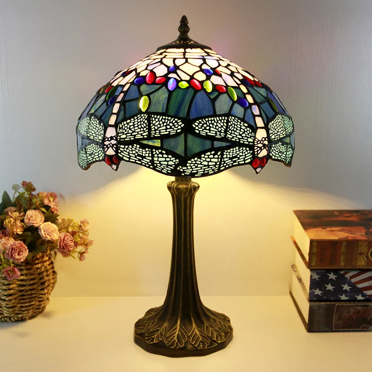 Abajur Tiffany Libélula Violeta 46cm